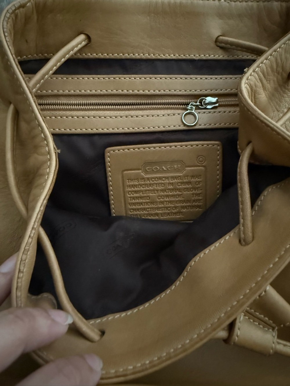 Coach Tan Leather Backpack Purse - Picture 3 of 4